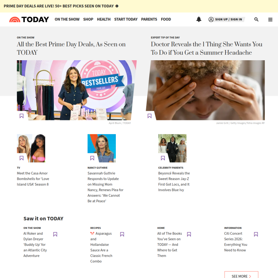 today.com homepage screenshot