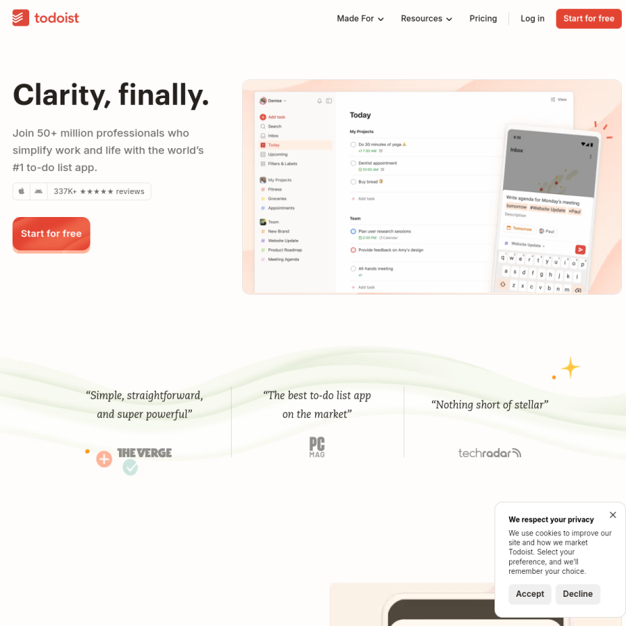 todoist.com homepage screenshot