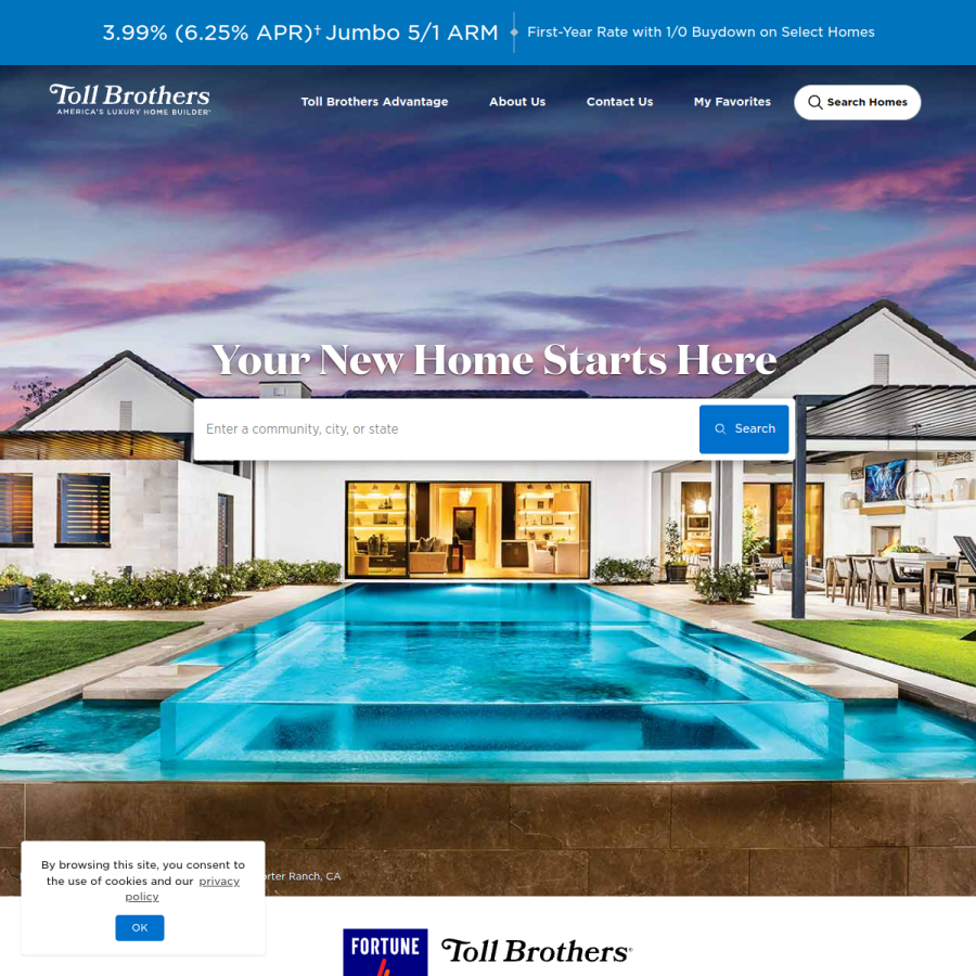 tollbrothers.com homepage screenshot