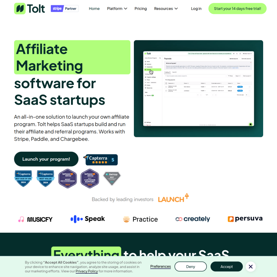 tolt.com homepage screenshot