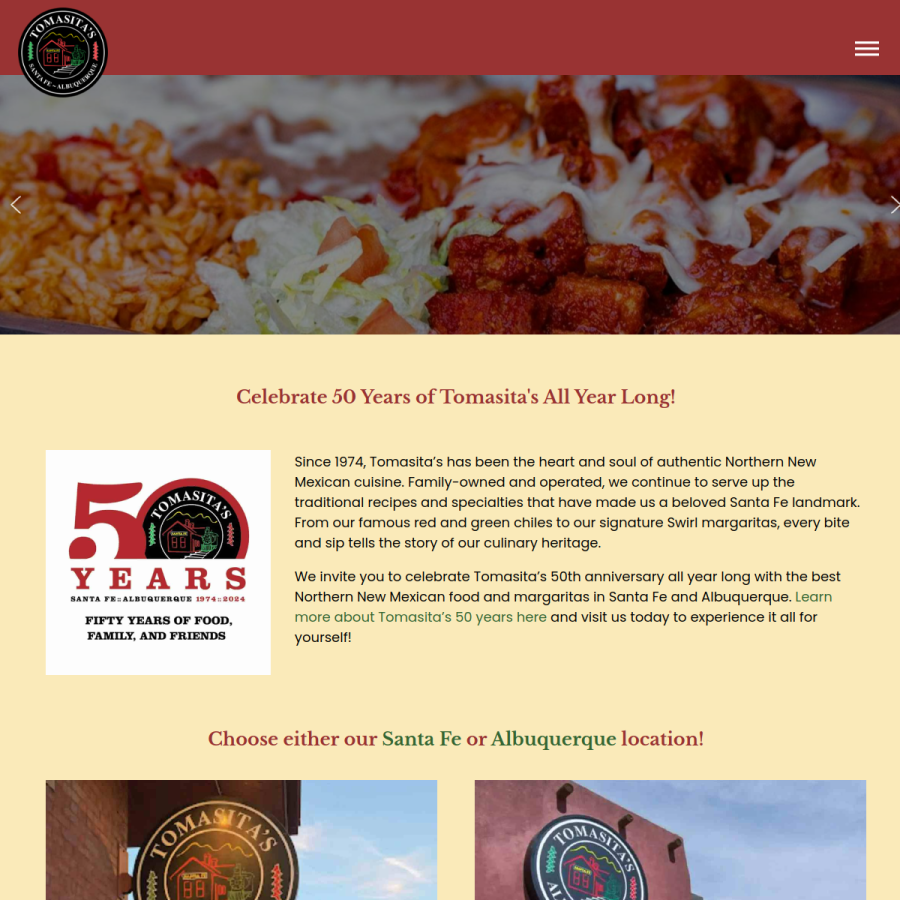 tomasitas.com homepage screenshot