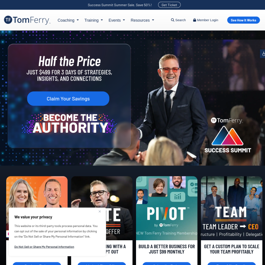 tomferry.com homepage screenshot