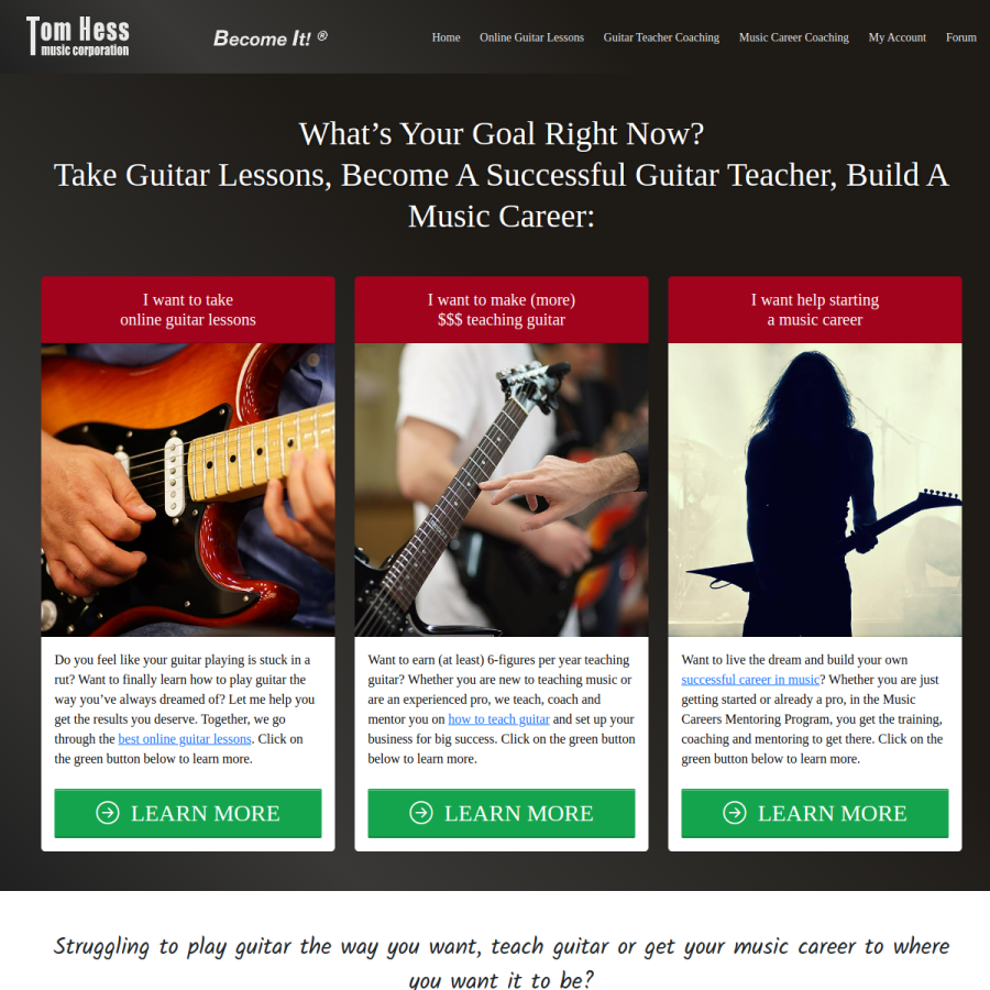 tomhess.net homepage screenshot