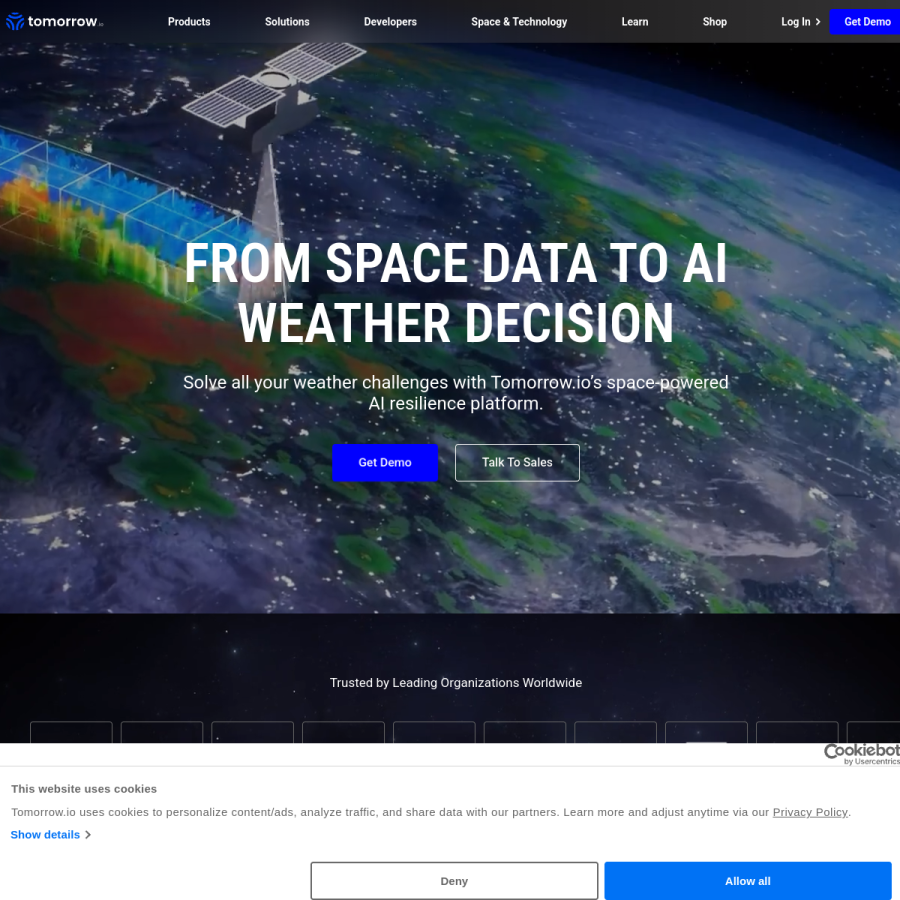 tomorrow.io homepage screenshot