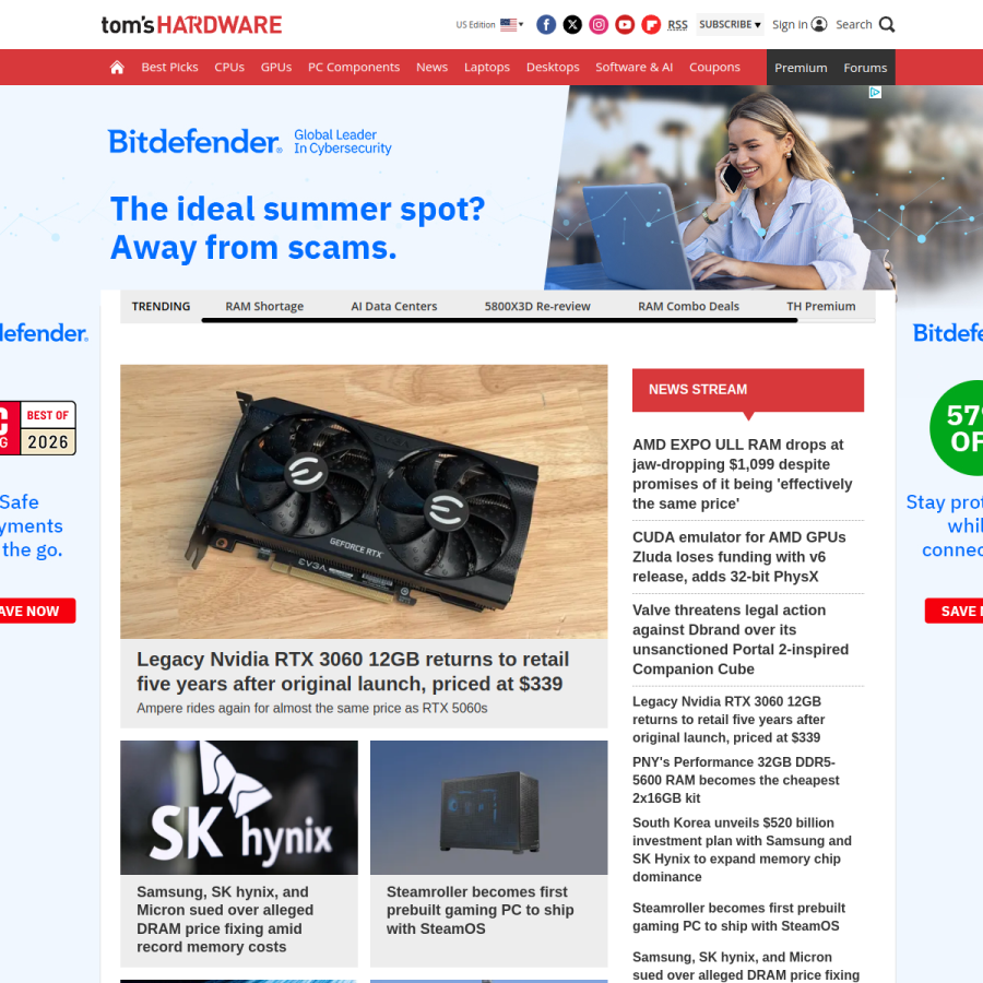 tomshardware.com homepage screenshot