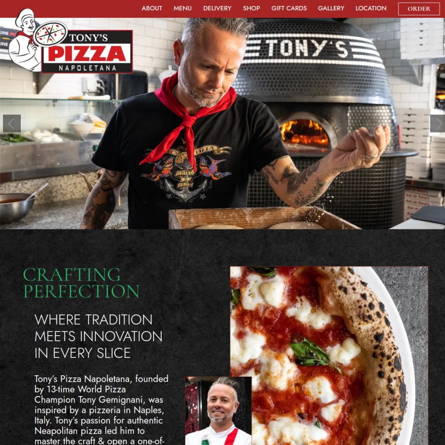 tonyspizzanapoletana.com homepage screenshot