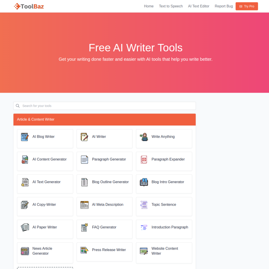 toolbaz.com homepage screenshot