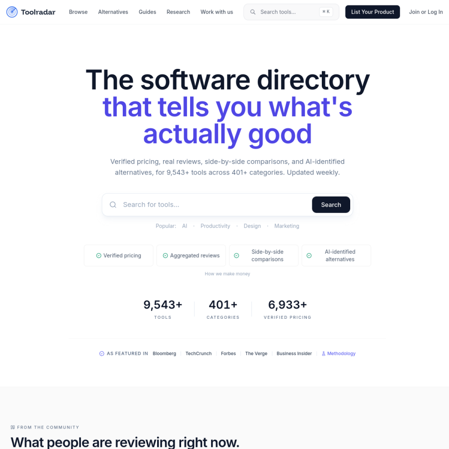 toolradar.com homepage screenshot