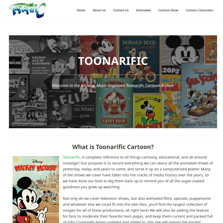 toonarific.com homepage screenshot