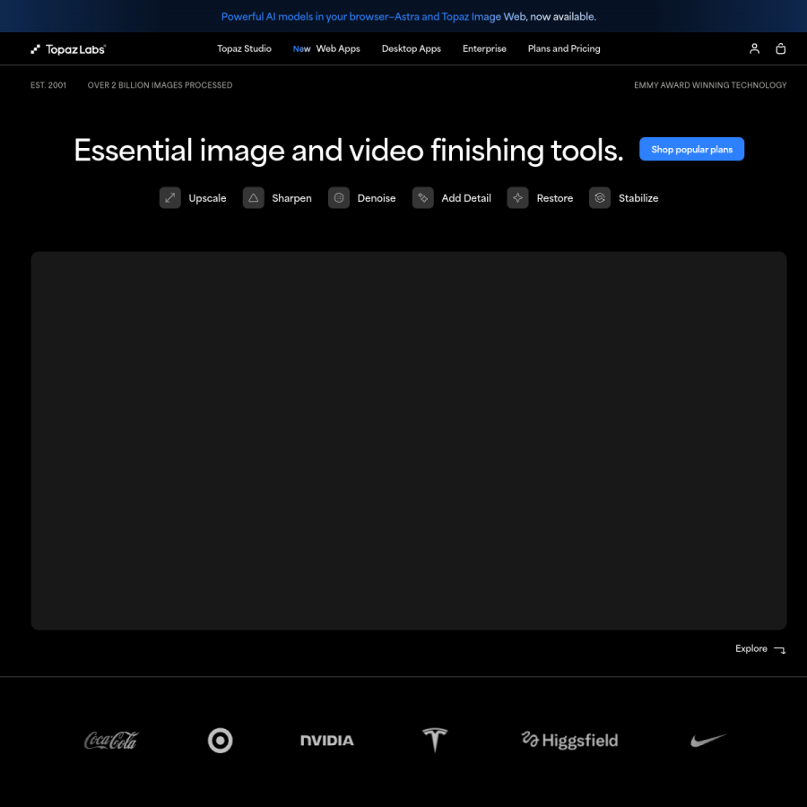 topazlabs.com homepage screenshot