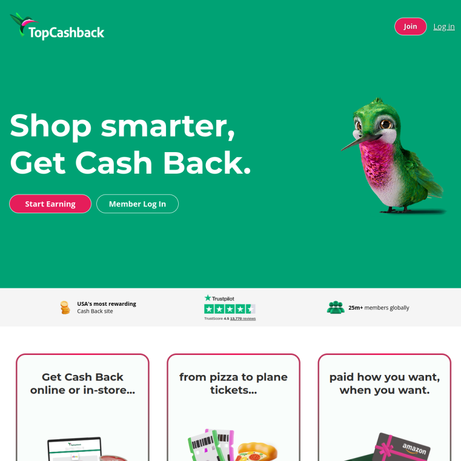 topcashback.com homepage screenshot