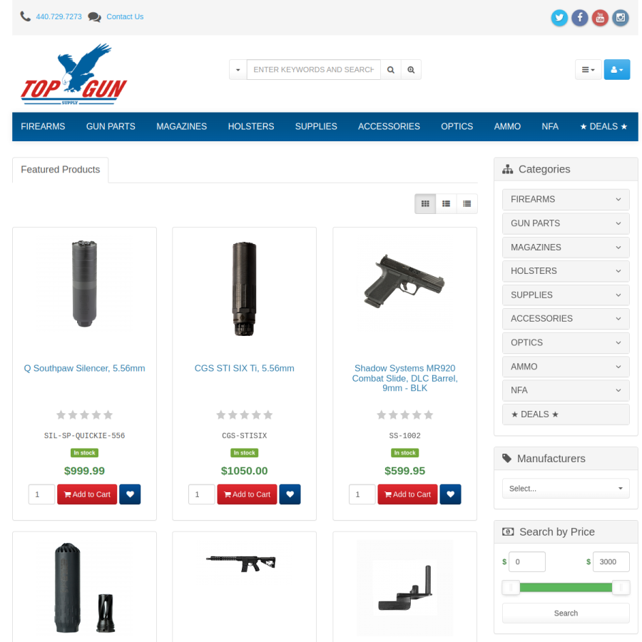 topgunsupply.com homepage screenshot