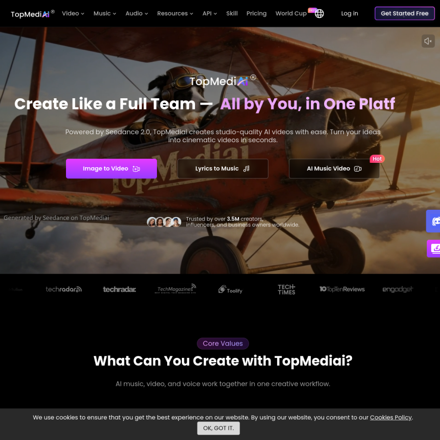 topmediai.com homepage screenshot