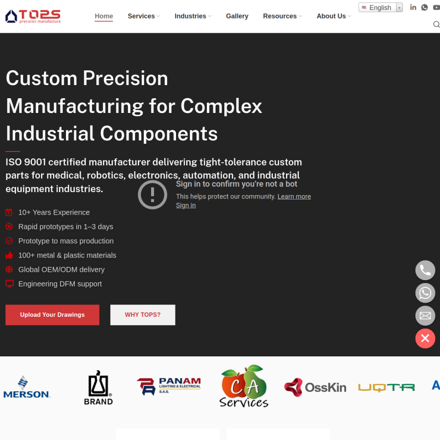 topsbest-precision.com homepage screenshot