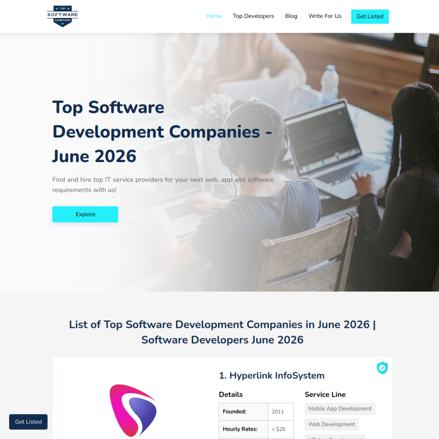 topsoftwarecompanies.co homepage screenshot