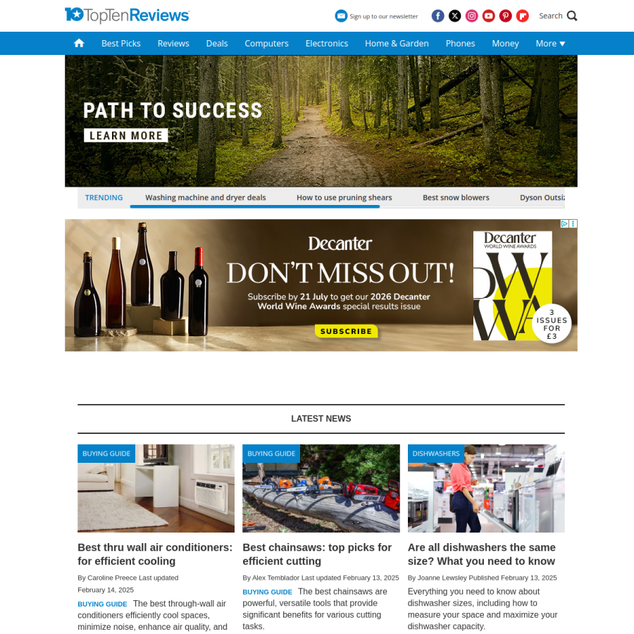 toptenreviews.com homepage screenshot