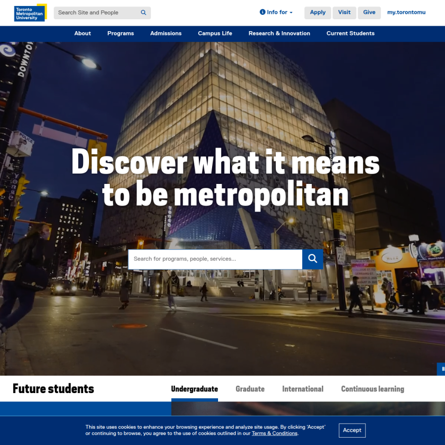 torontomu.ca homepage screenshot