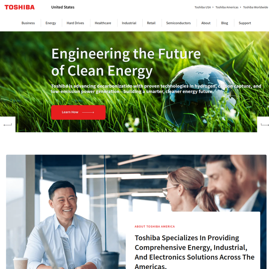 toshiba.com homepage screenshot