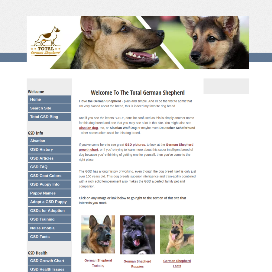 total-german-shepherd.com homepage screenshot