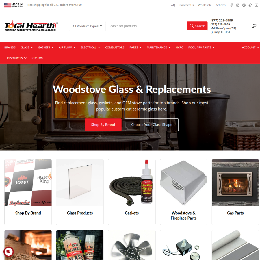 total-hearth.com homepage screenshot