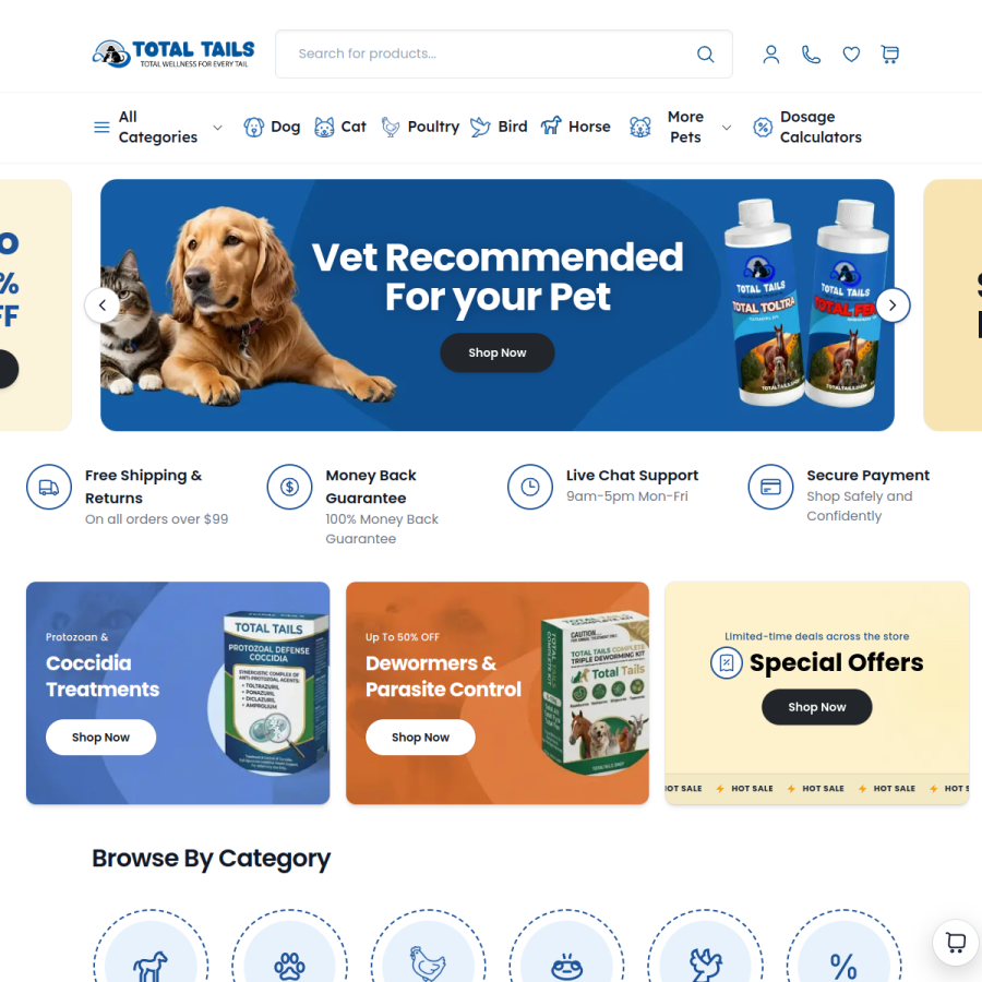 totaltails.shop homepage screenshot