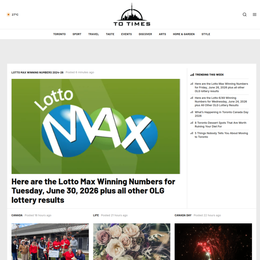 totimes.ca homepage screenshot
