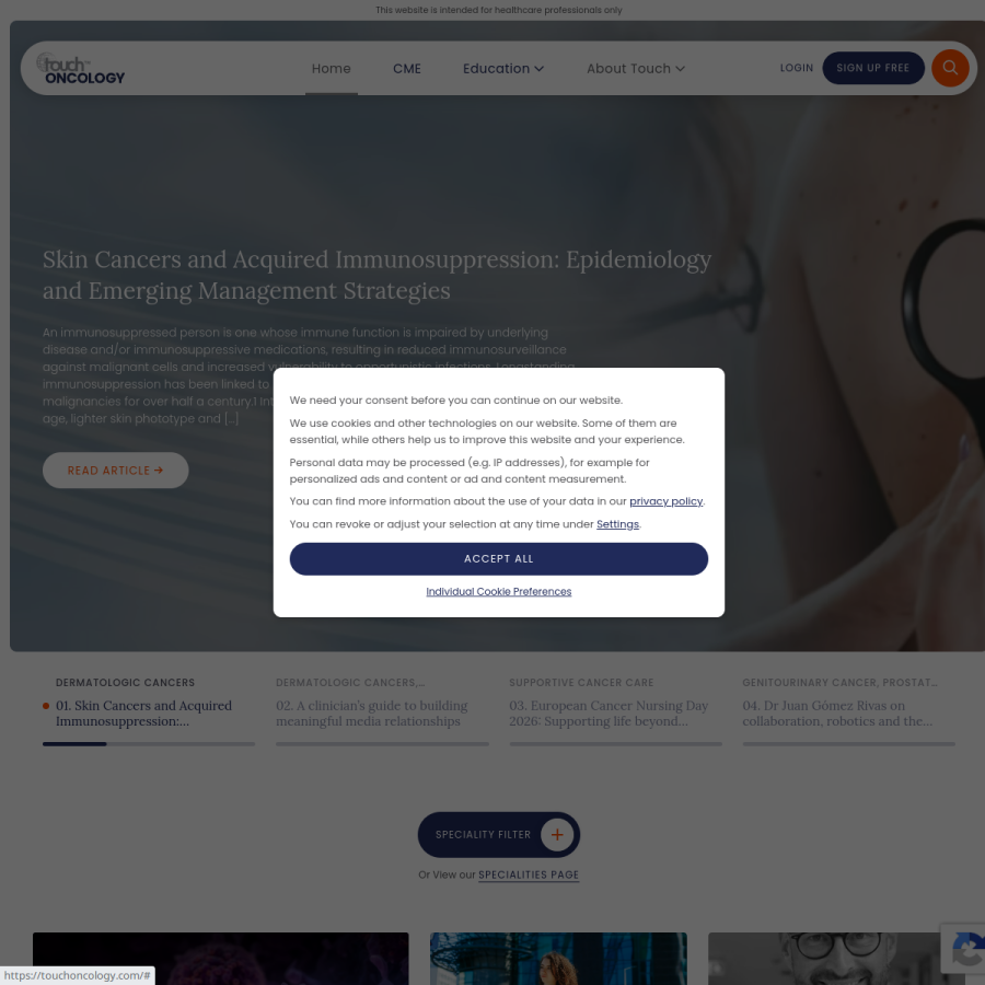 touchoncology.com homepage screenshot