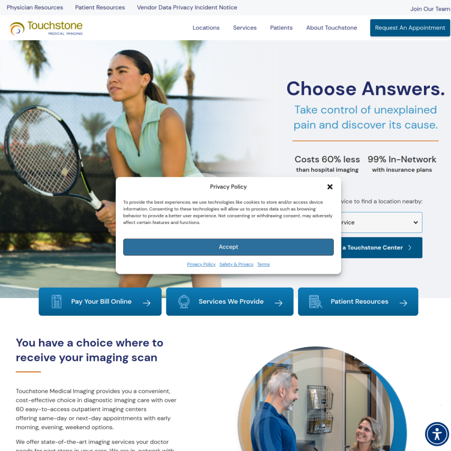 touchstoneimaging.com homepage screenshot