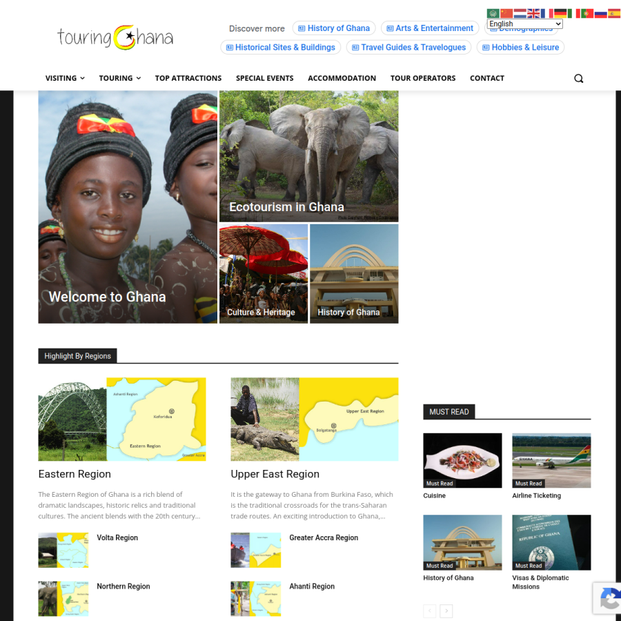 touringghana.com homepage screenshot