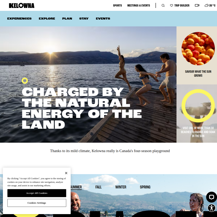 tourismkelowna.com homepage screenshot