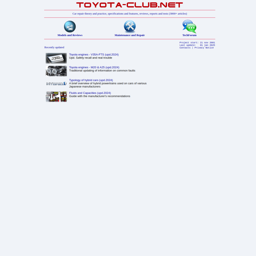 toyota-club.net homepage screenshot