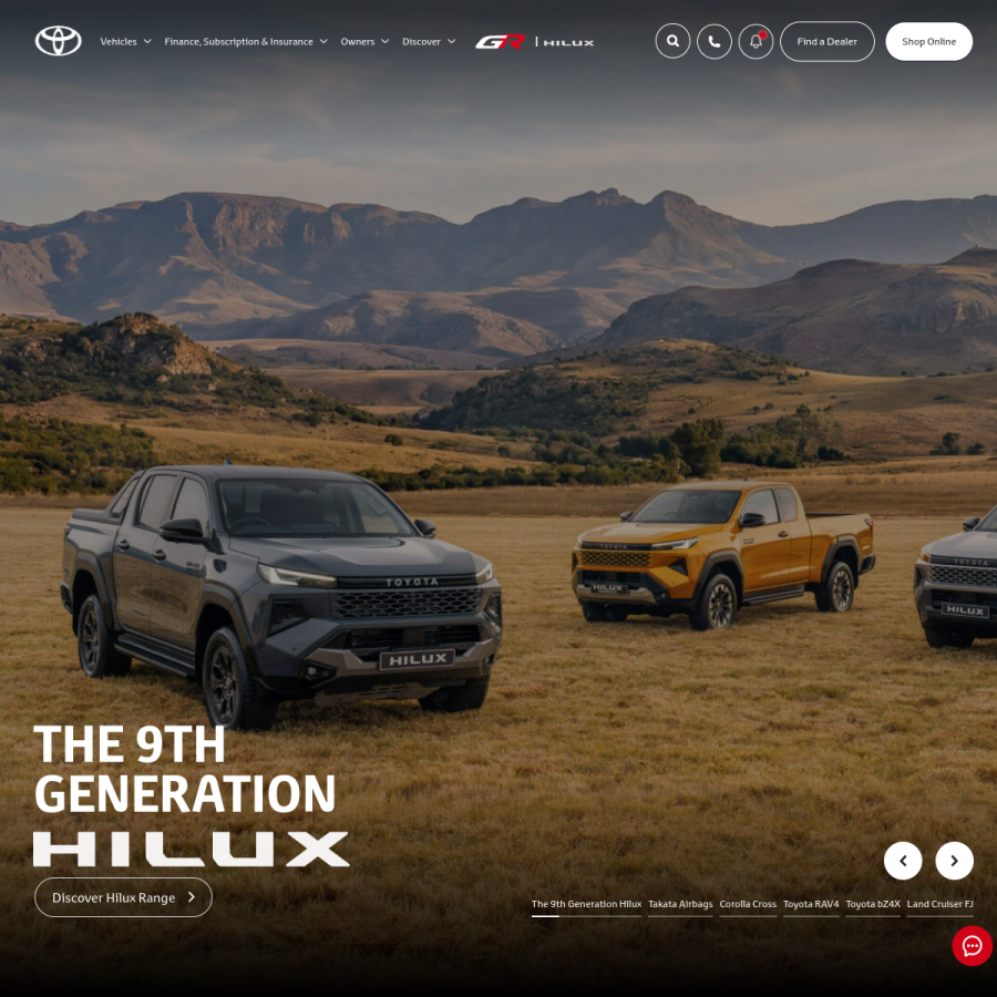 toyota.co.za homepage screenshot