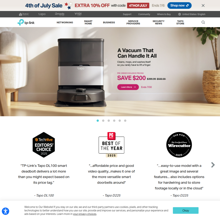 tp-link.com homepage screenshot