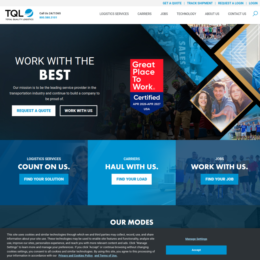 tql.com homepage screenshot
