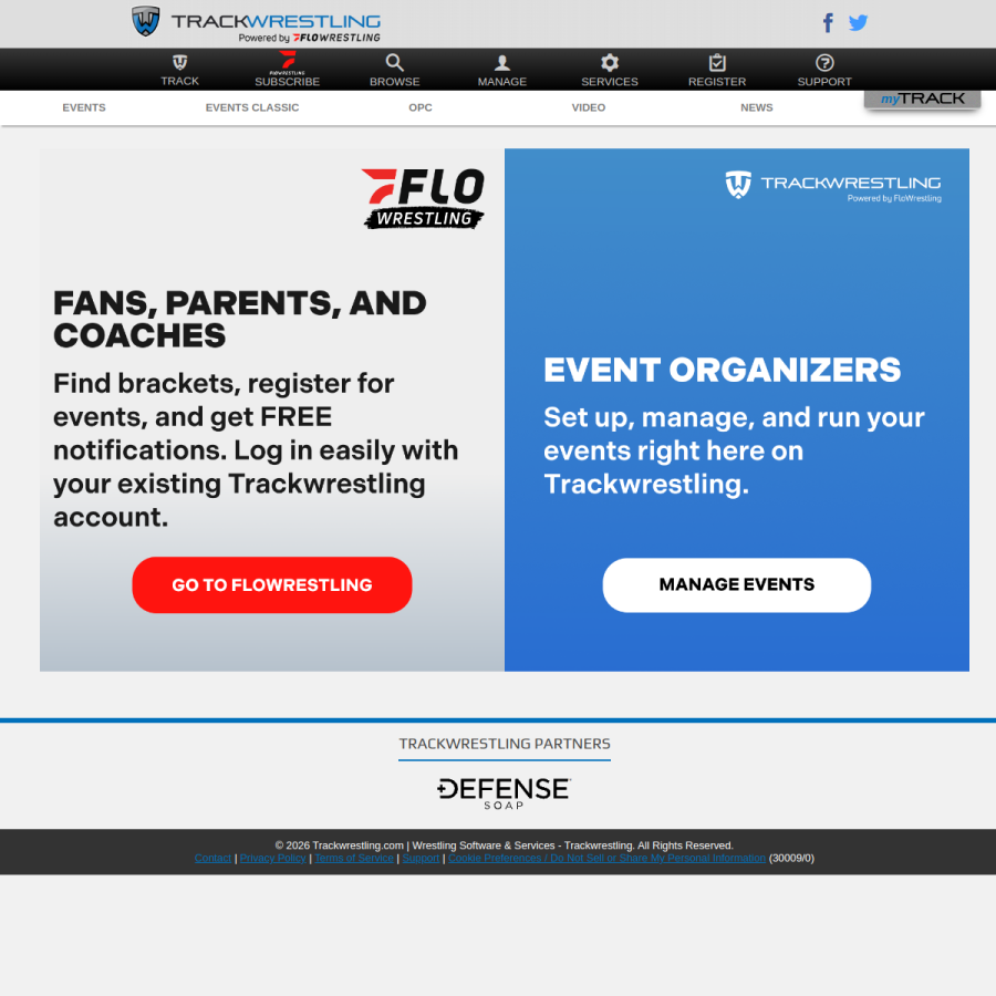 trackwrestling.com homepage screenshot