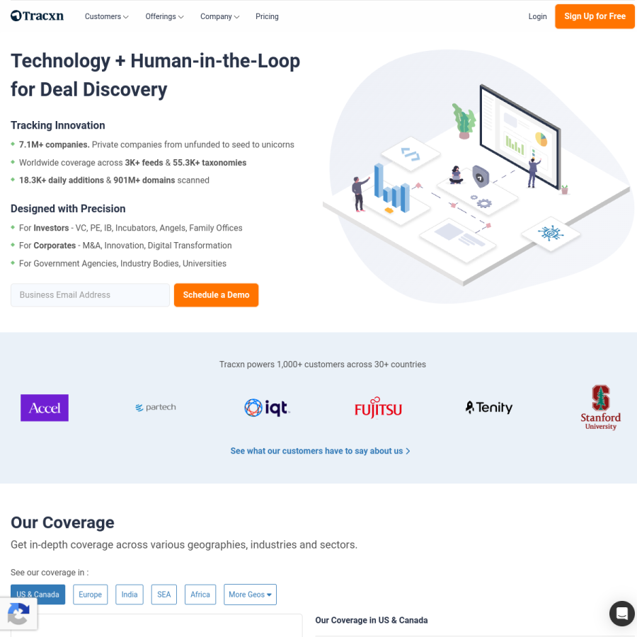 tracxn.com homepage screenshot