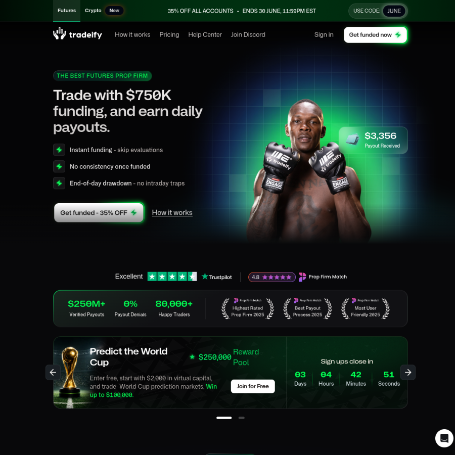 tradeify.co homepage screenshot