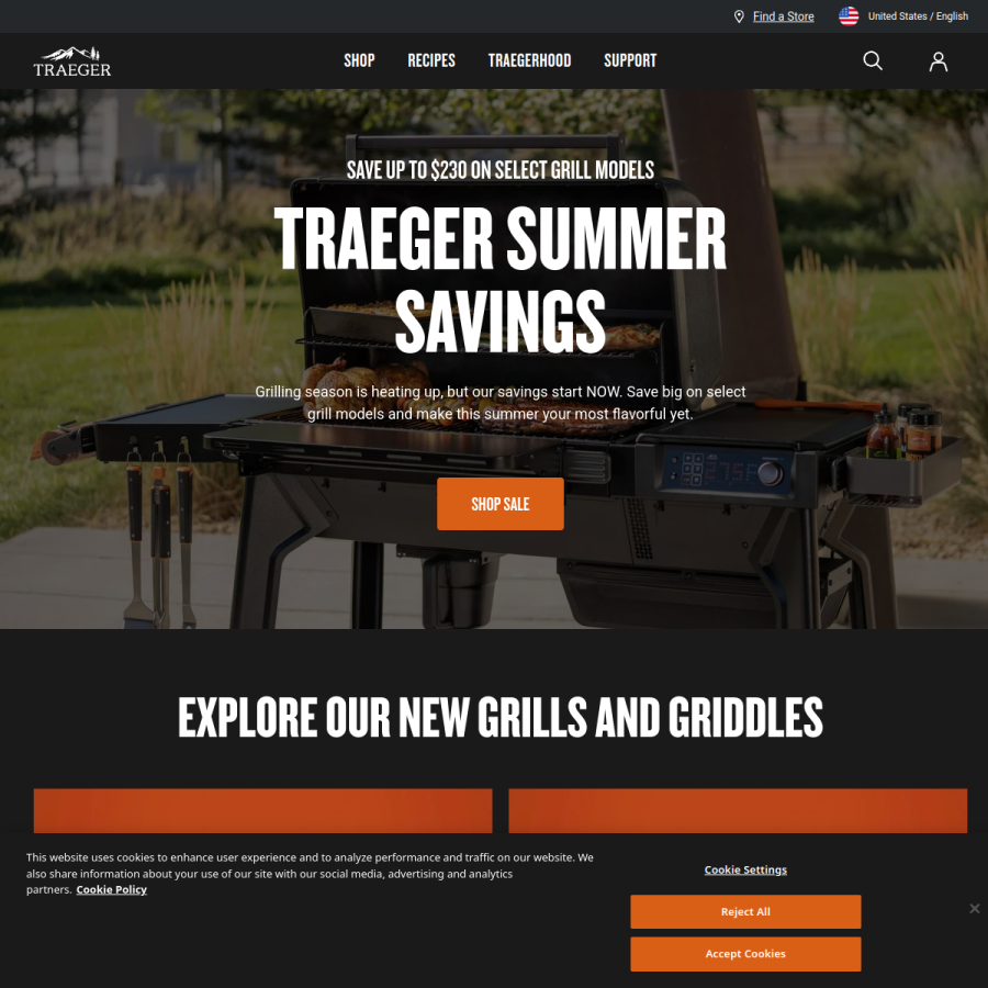 traeger.com homepage screenshot
