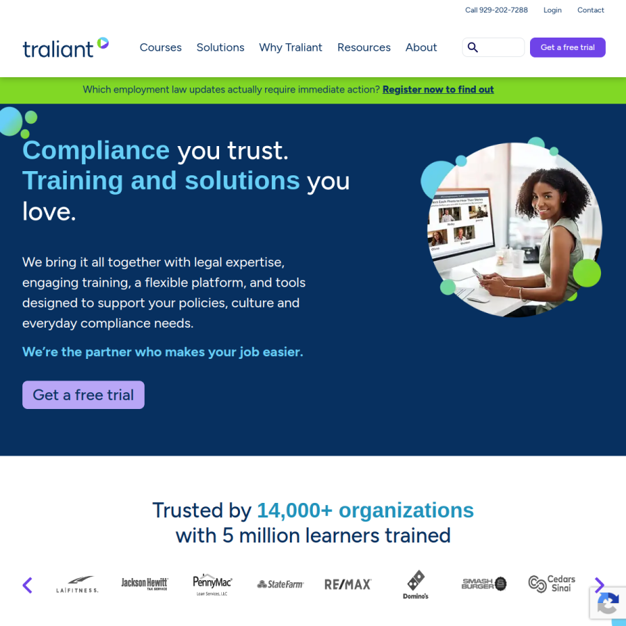 traliant.com homepage screenshot