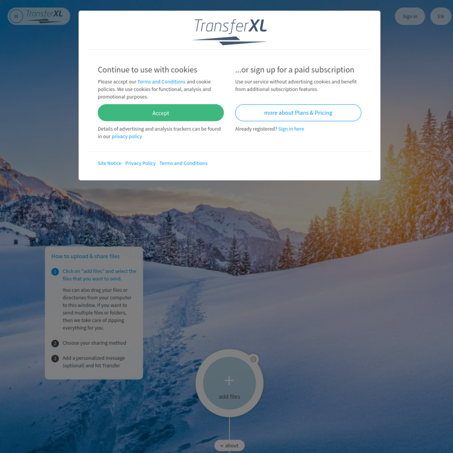 transferxl.com homepage screenshot