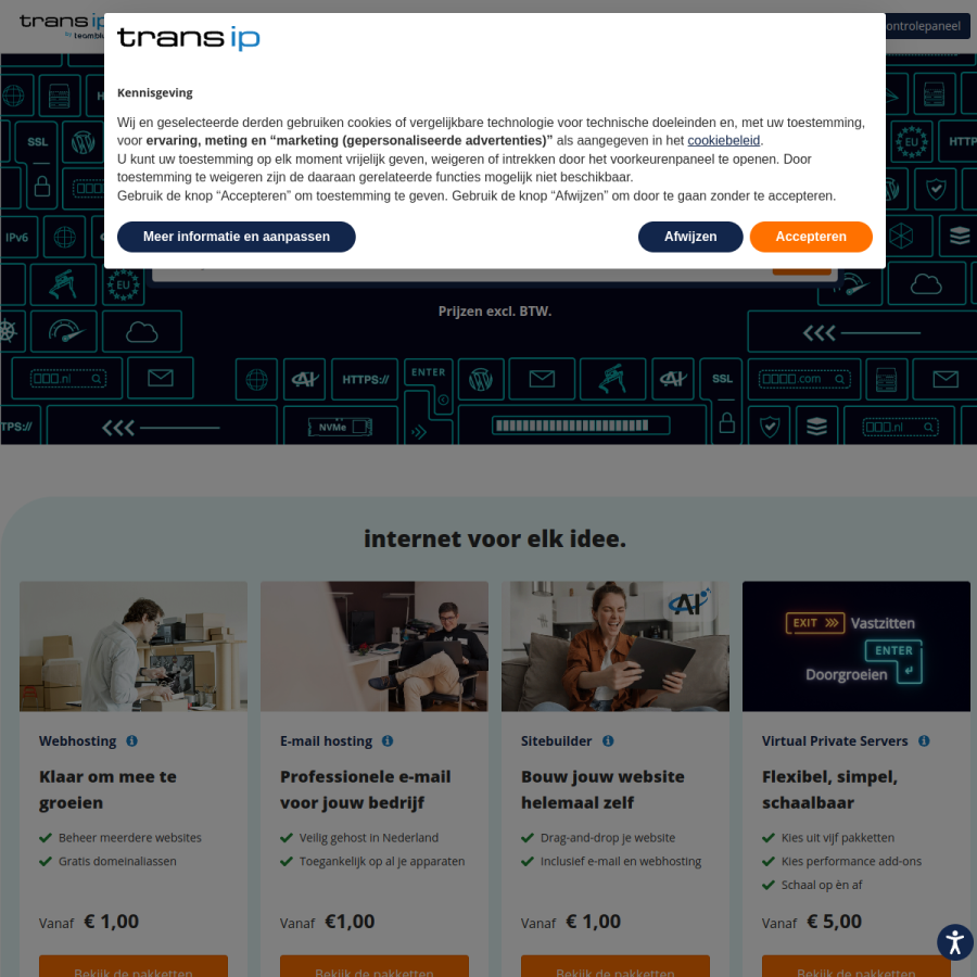 transip.nl homepage screenshot
