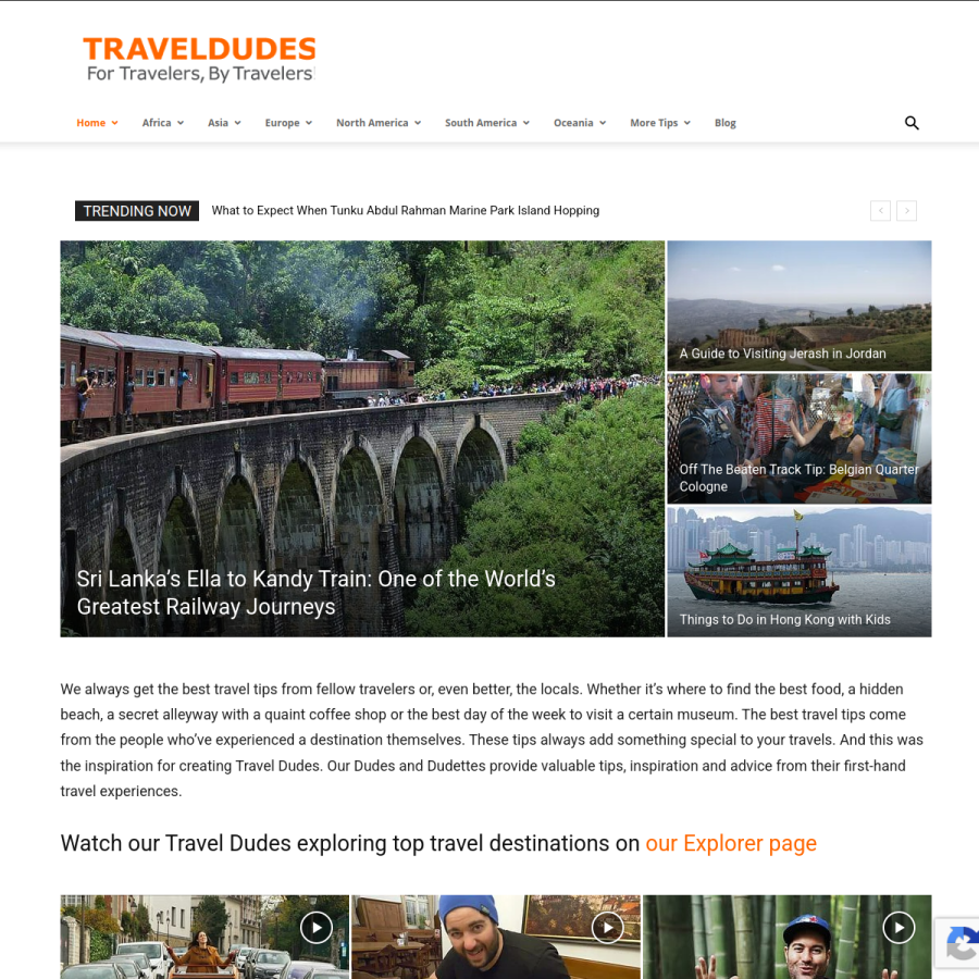 traveldudes.com homepage screenshot