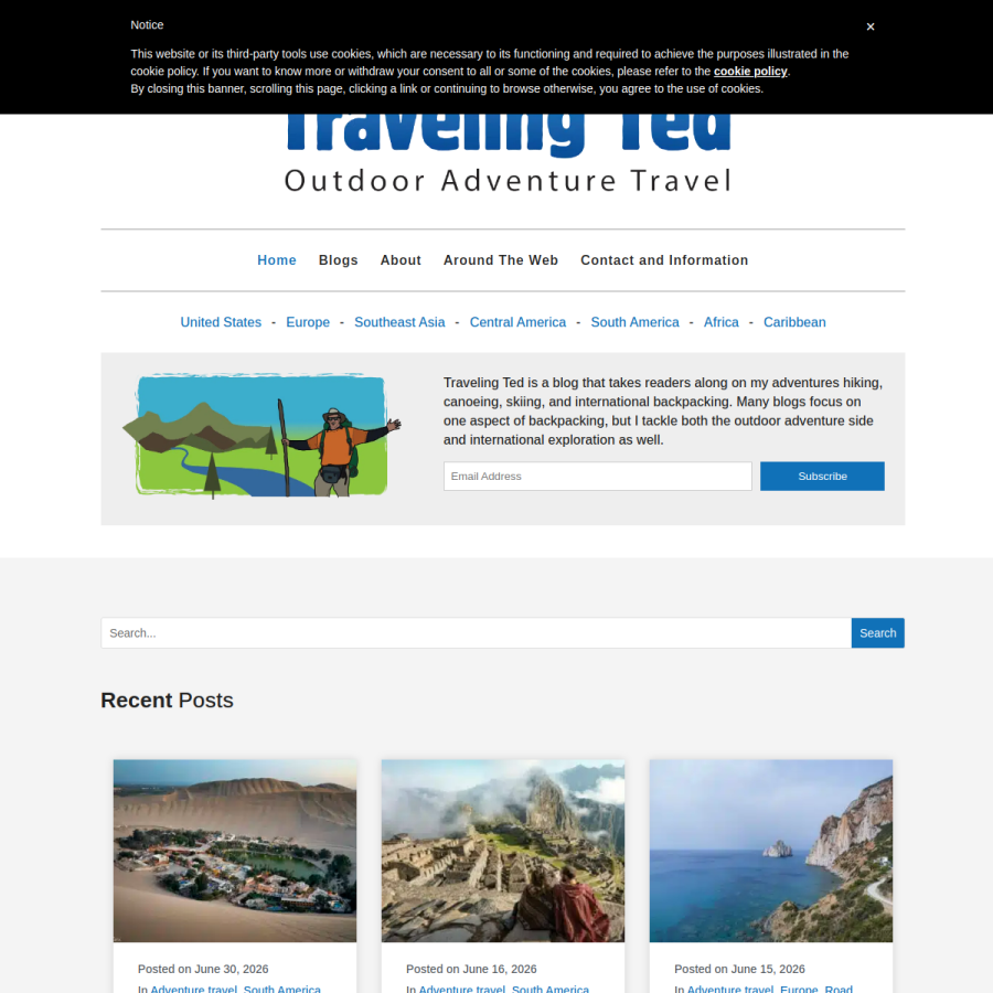 travelingted.com homepage screenshot