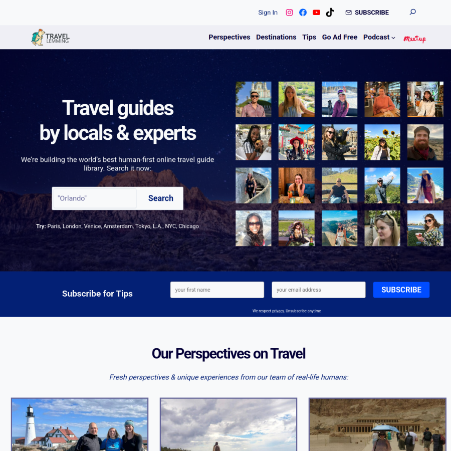 travellemming.com homepage screenshot