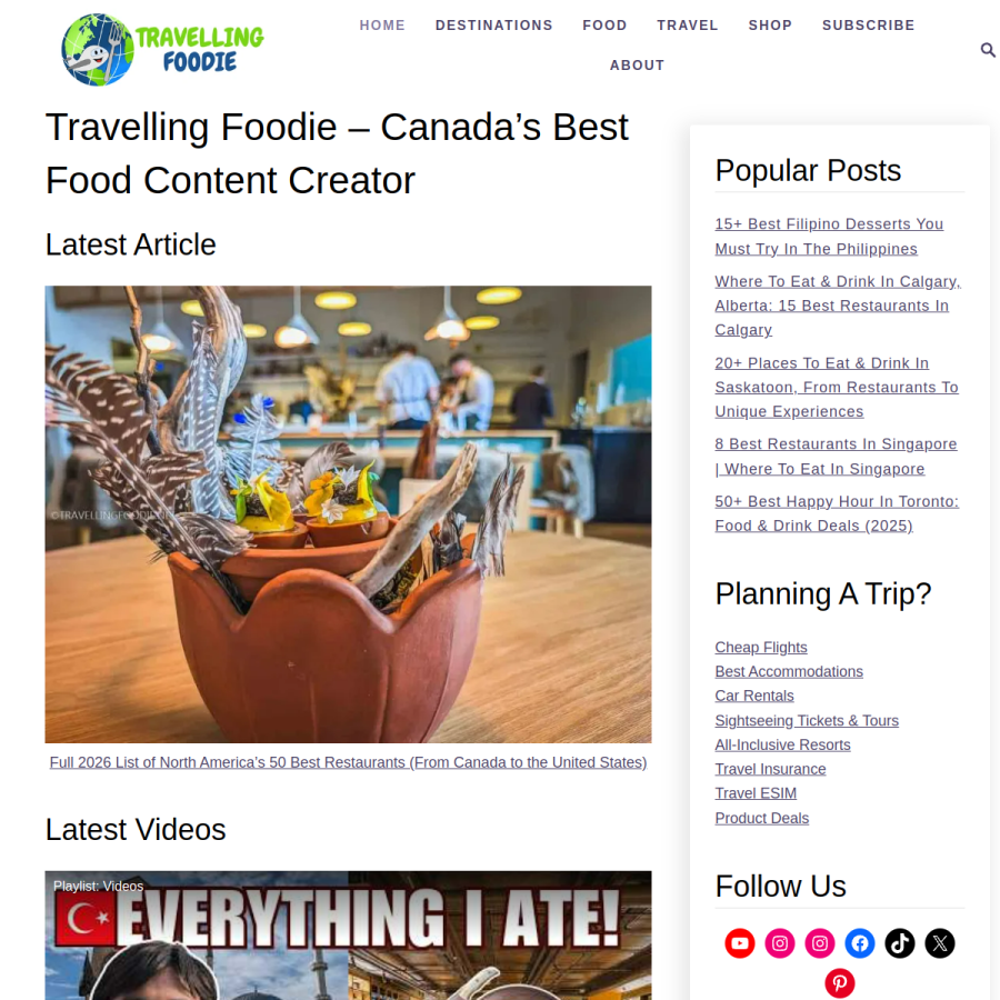 travellingfoodie.net homepage screenshot