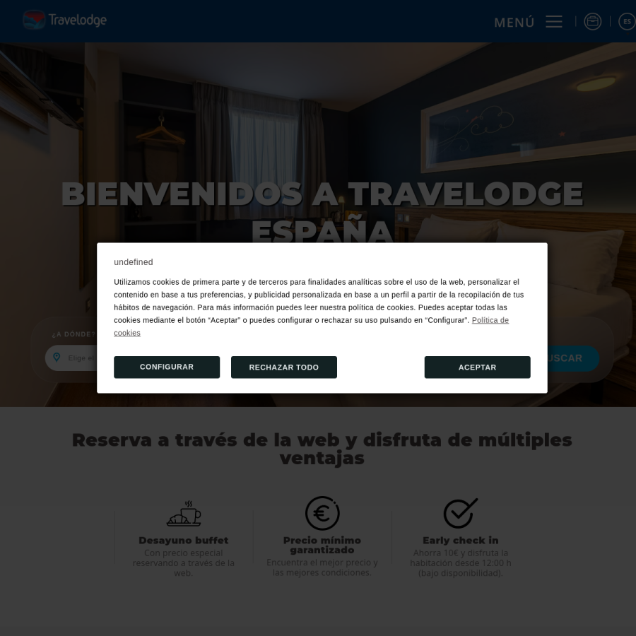 travelodge.es homepage screenshot