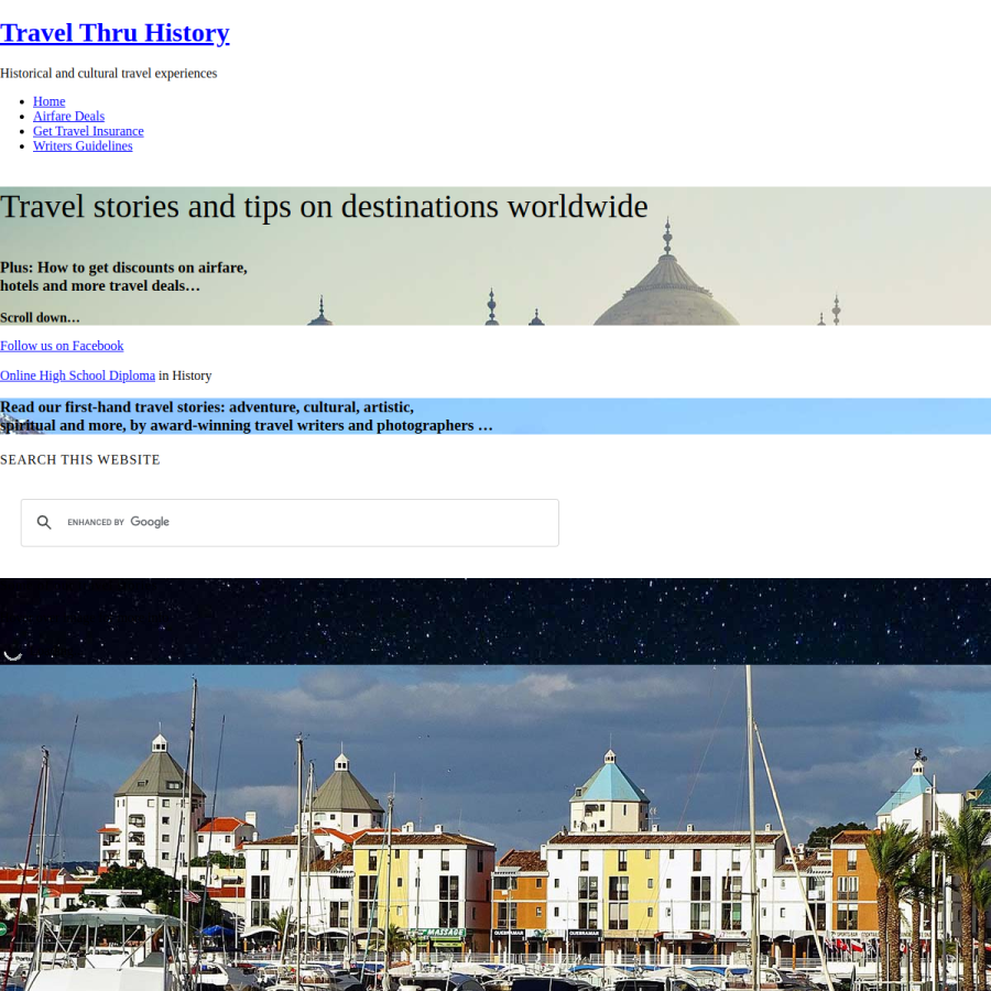 travelthruhistory.com homepage screenshot