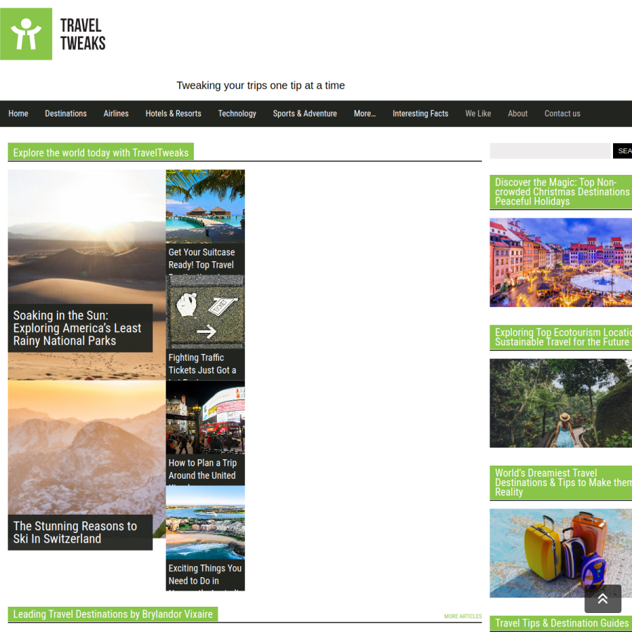 traveltweaks.com homepage screenshot