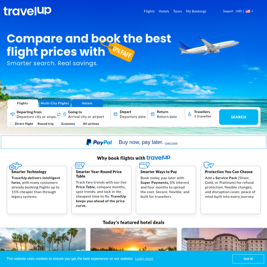 travelup.com homepage screenshot