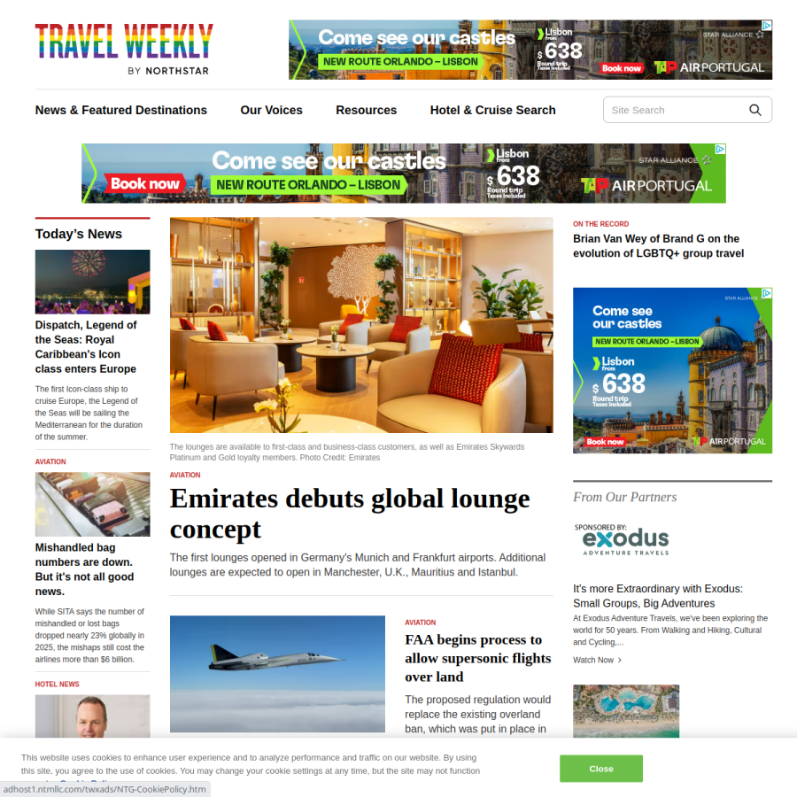 travelweekly.com homepage screenshot